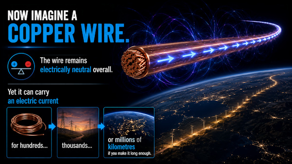 wire conducting current over vast distances